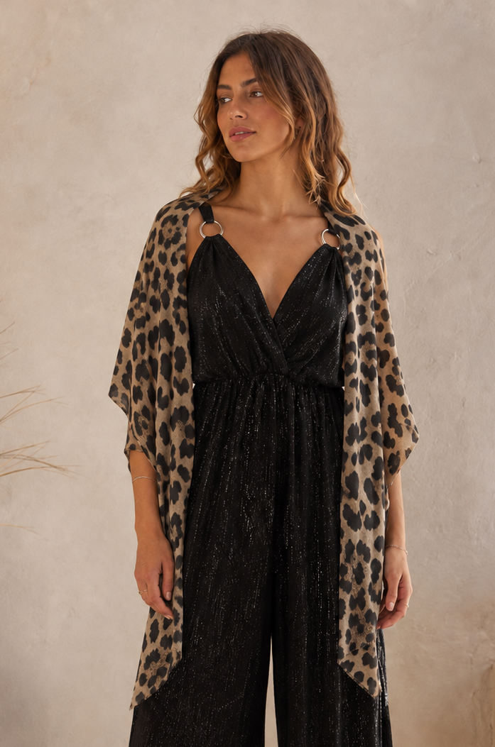 Seren Leopard Print Scarf Mocha