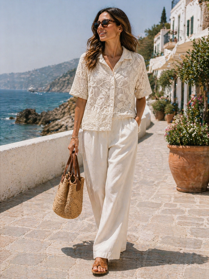 Sequin Shirt Cream