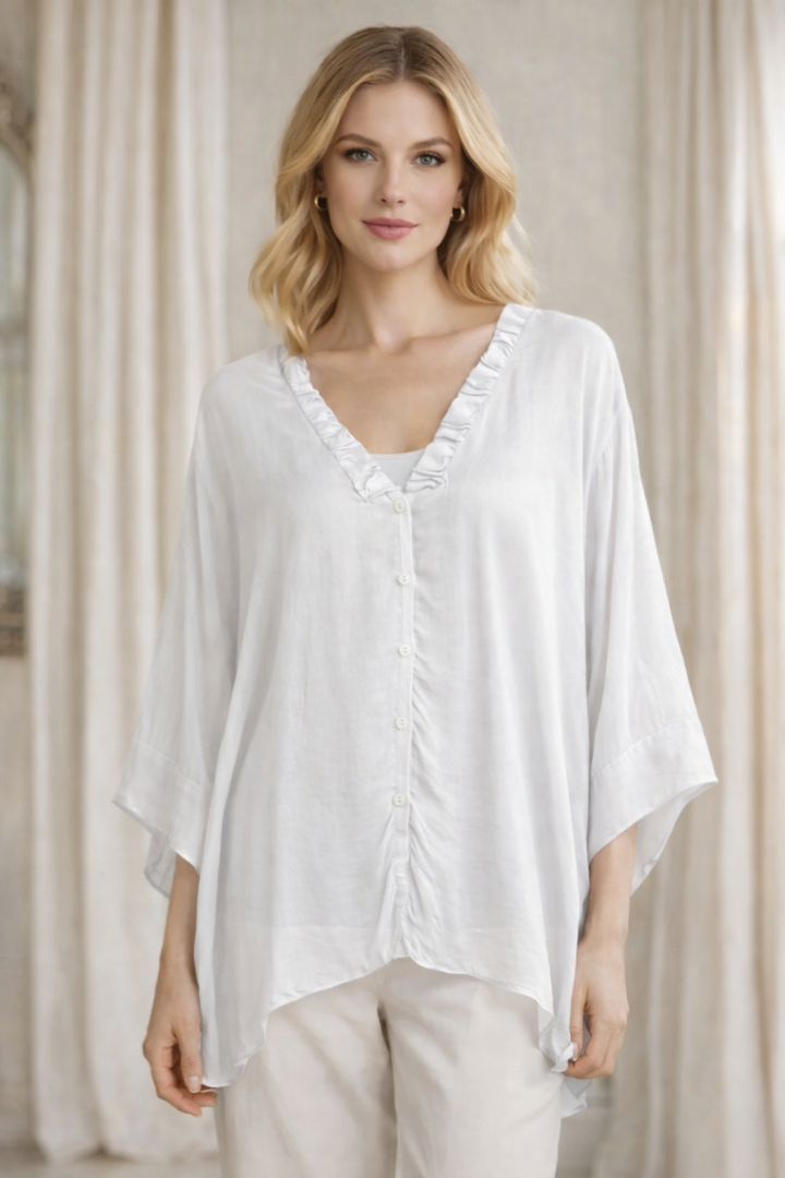 Sadira Silk Batwing Blouse White