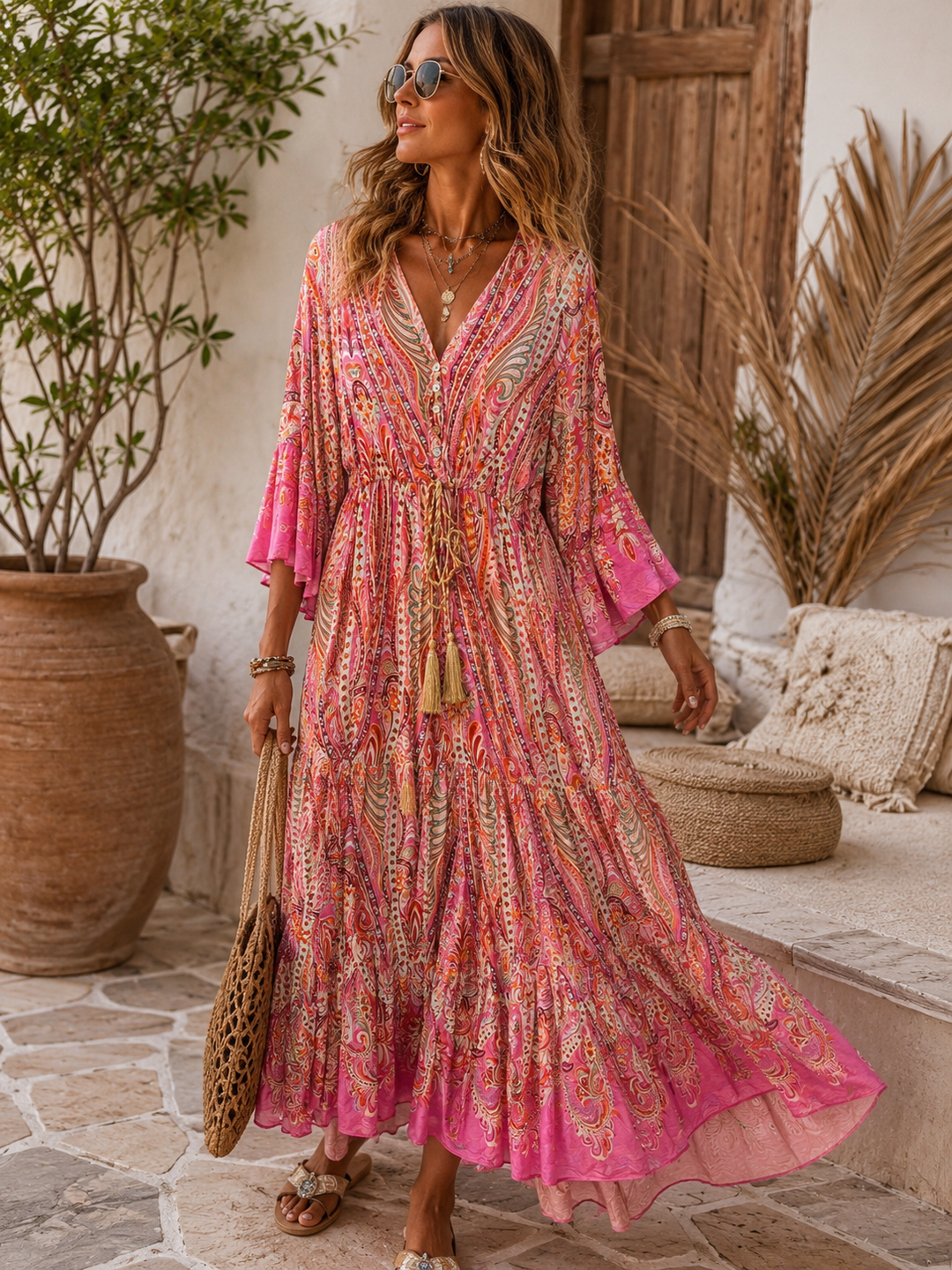 Alessia Paisley Tassel Midi Dress SECONDS