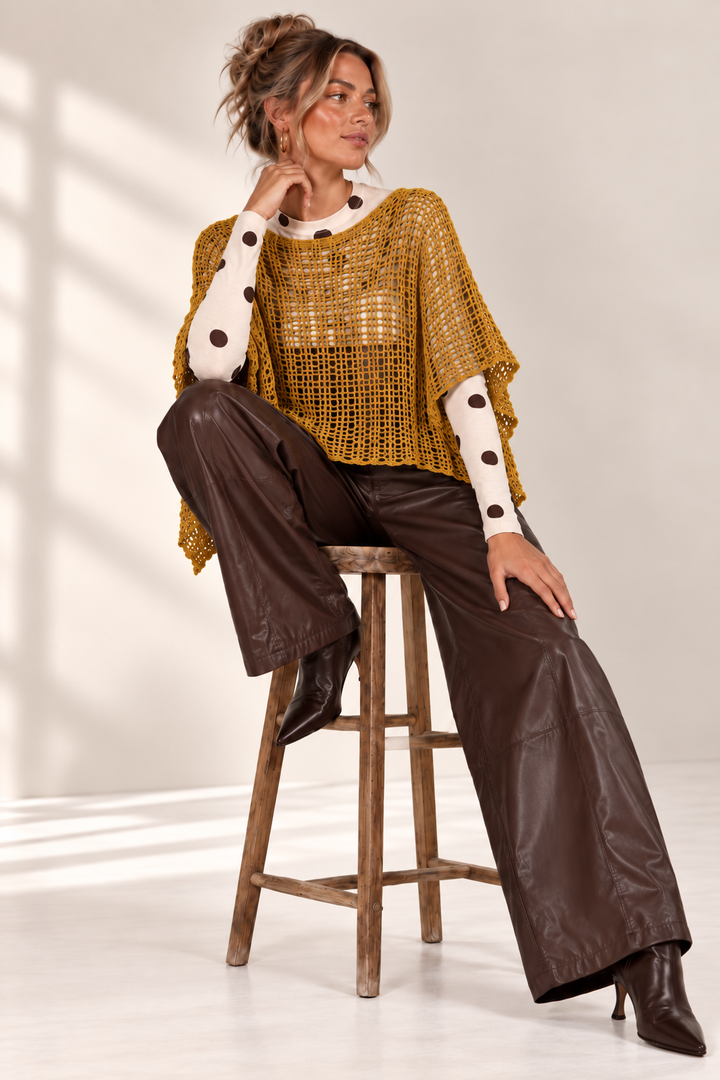 Poncho Popcorn Top - Mustard
