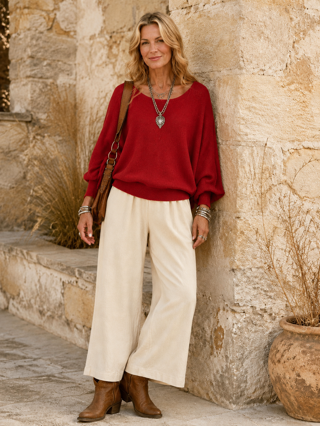 Mila Soft Knit Batwing Jumper Claret