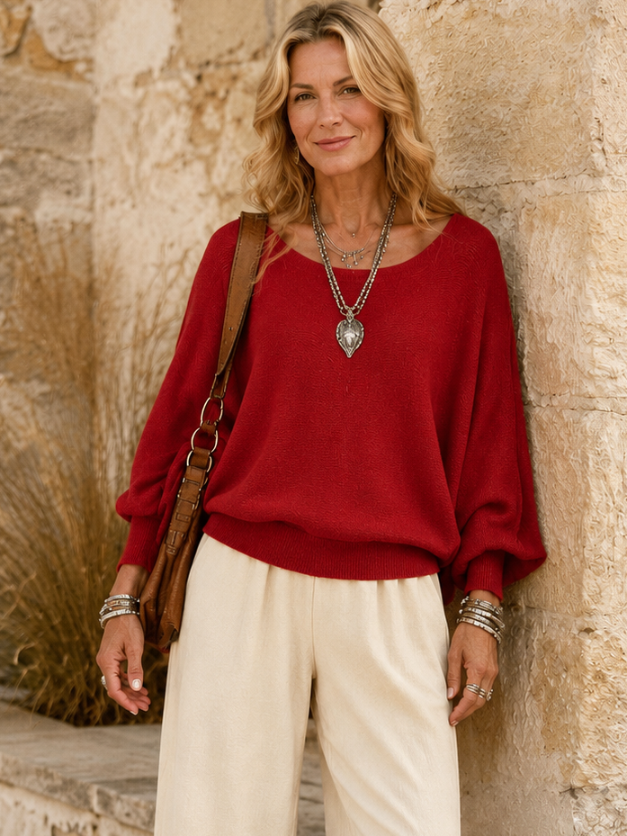Mila Soft Knit Batwing Jumper Claret