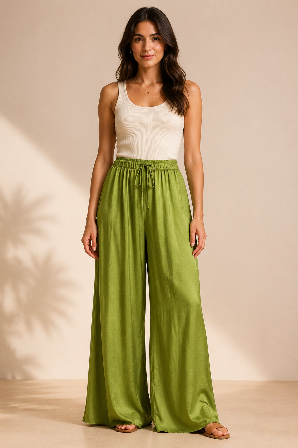 Portofino Silky Trousers Lime