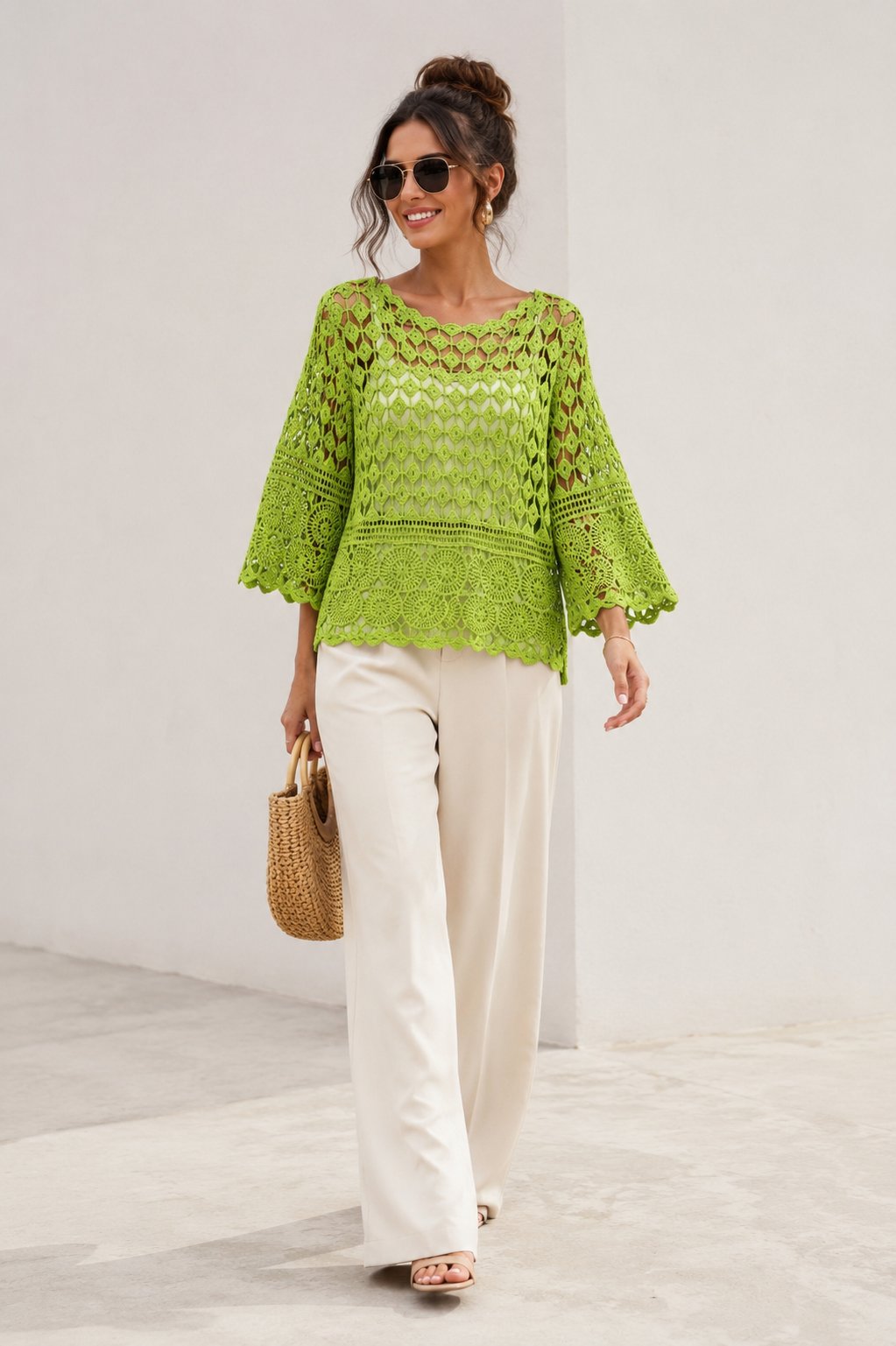Cressida Crochet Top Lime