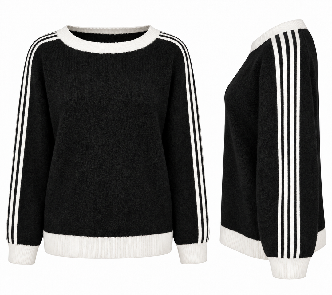 Shelley Striped Sleeve Jumper Black