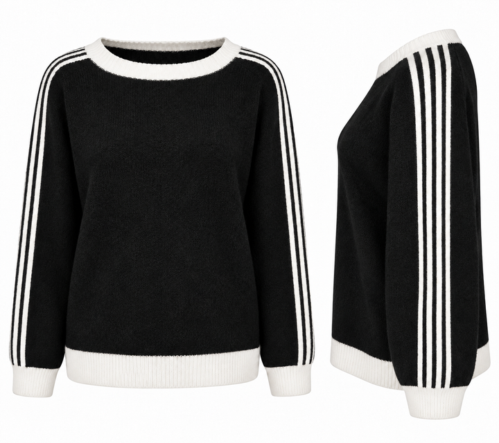 Shelley Striped Sleeve Jumper Black