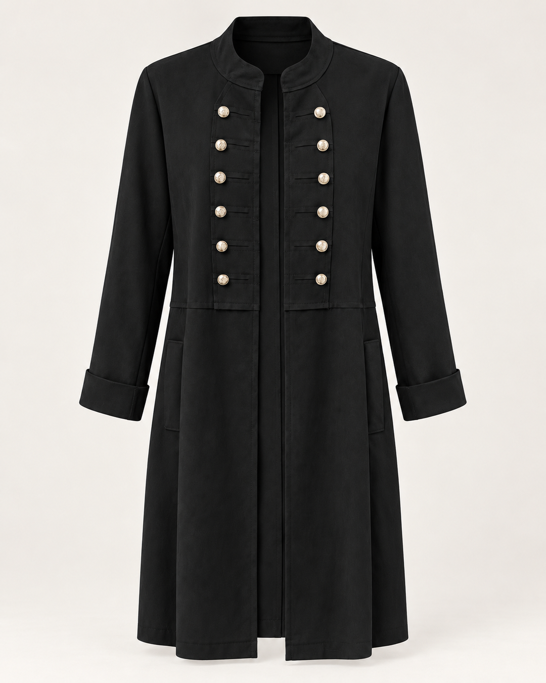 Elena Long Military Jacket Black