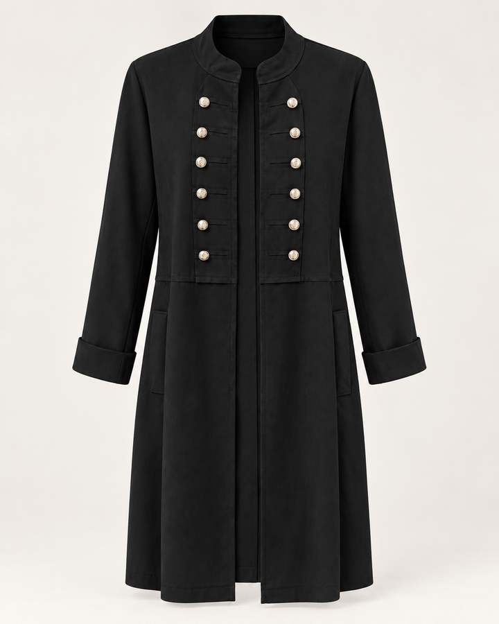 Elena Long Military Jacket Black