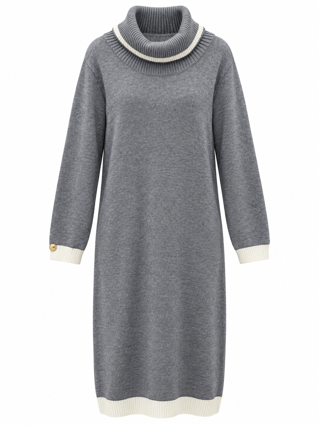 Justine Roll Neck Jumper Dress Grey