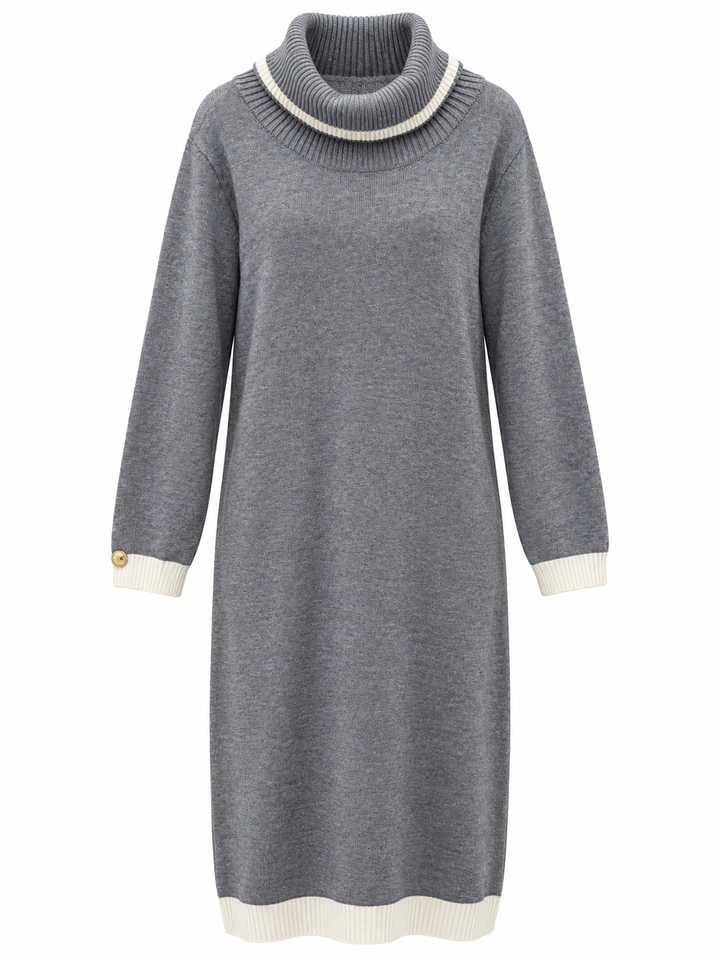 Justine Roll Neck Jumper Dress Grey