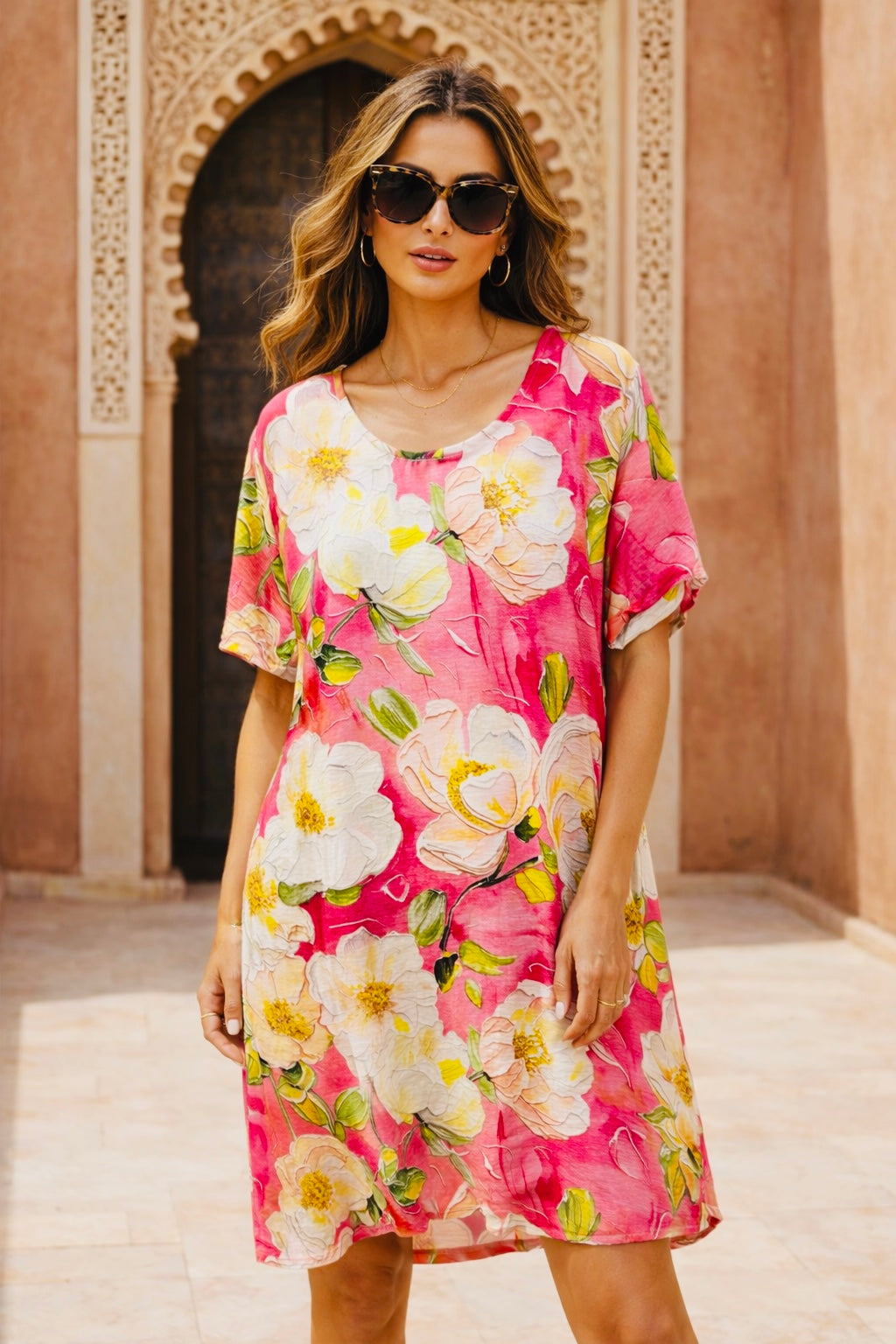 Blossom Shift Dress Fuchsia