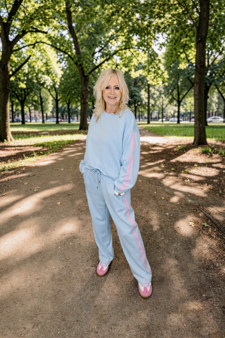 Stevie Stripe Leisure Suit Blue