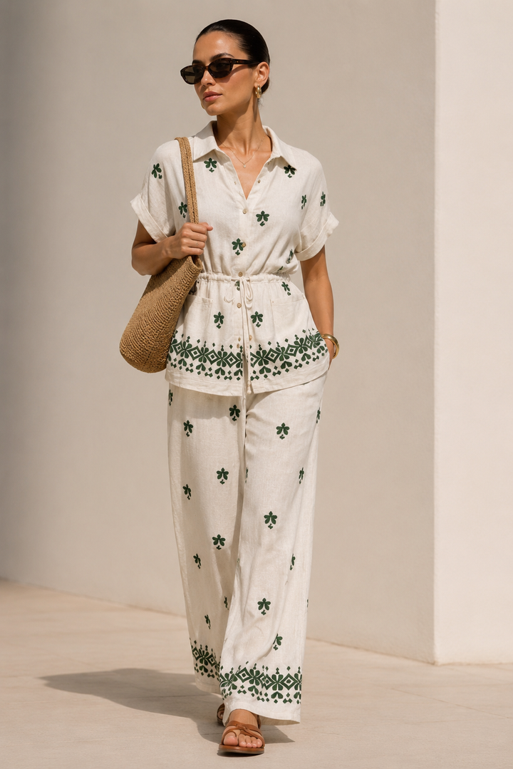 Emily Linen Co-ord Cream/Khaki