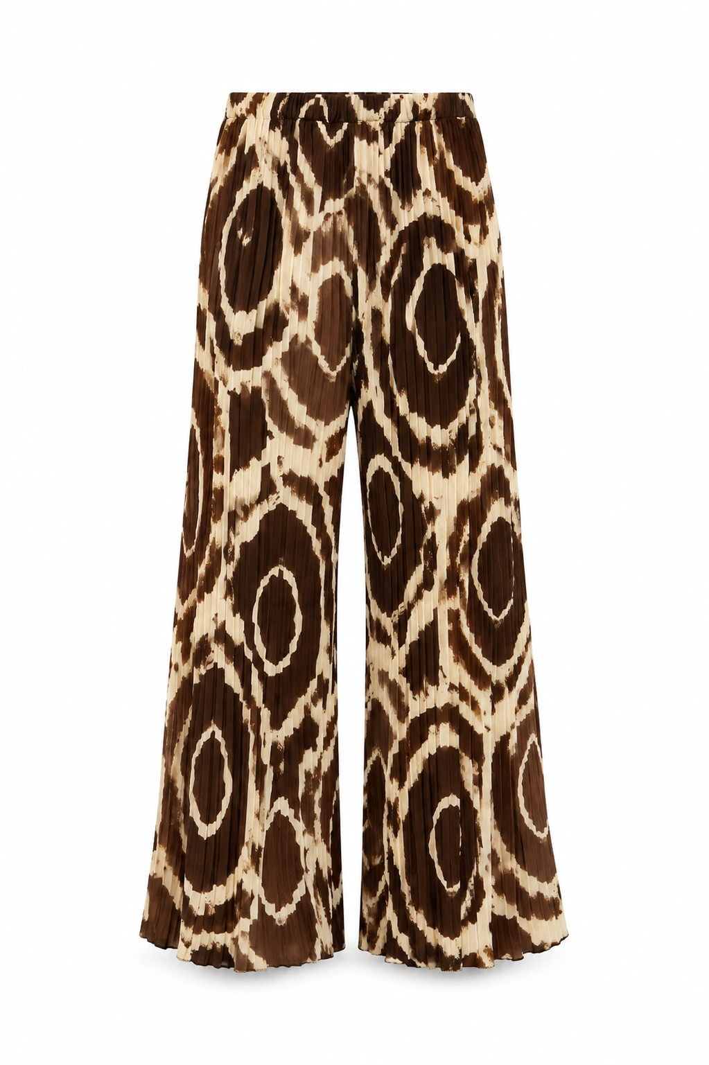 Abstract Circle Pleat Trousers Chocolate