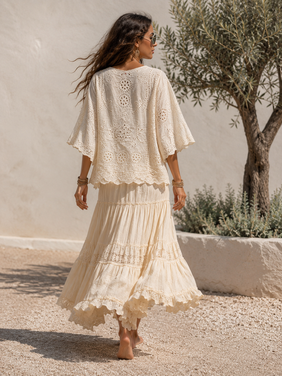 Cotton Scallop Edge Top Cream