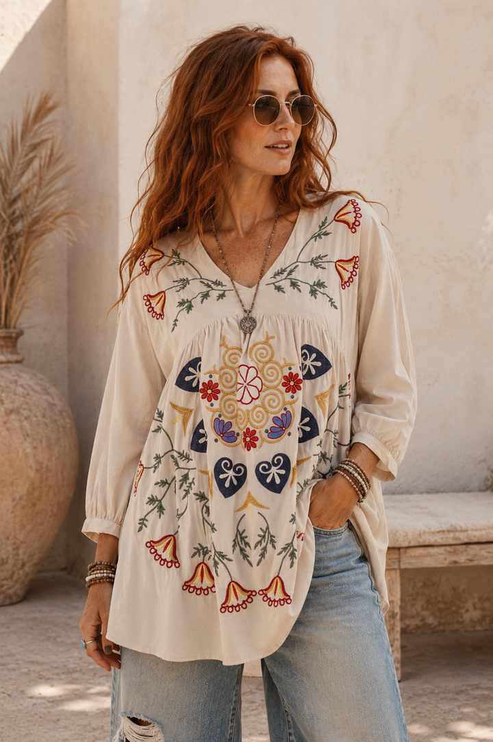 Winslet Embroidered Tunic Latte
