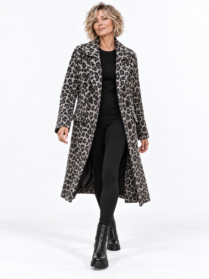 Lauretta Leopard Coat Grey