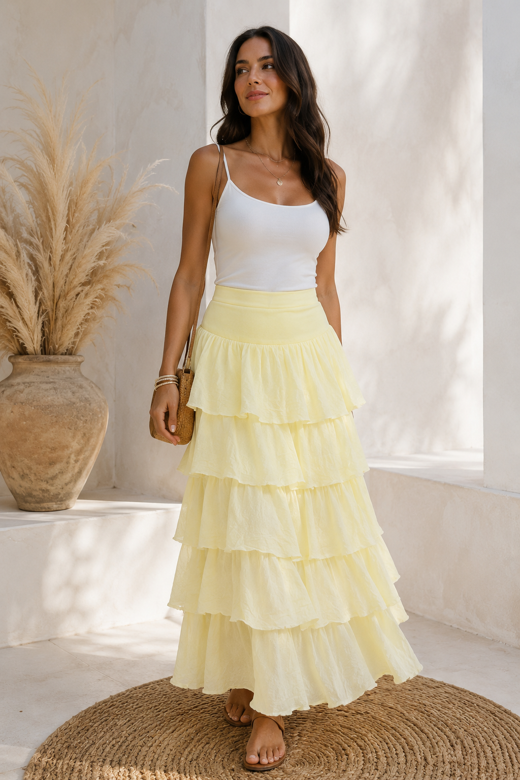 Lightweight Olga Ruffle Skirt Lemon