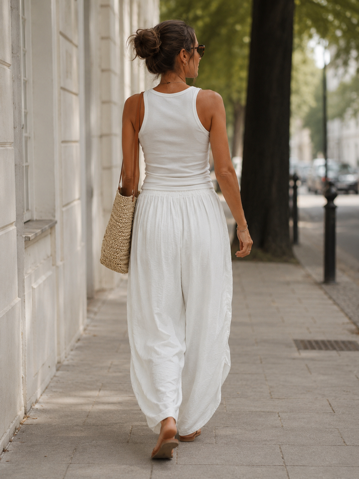 Zelinda Barrel Leg Trousers White