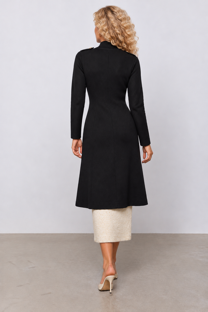 Marcia Military Zip Dress Black