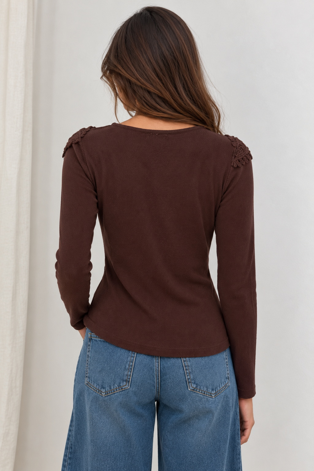 Amour Lace Detail Top Chocolate