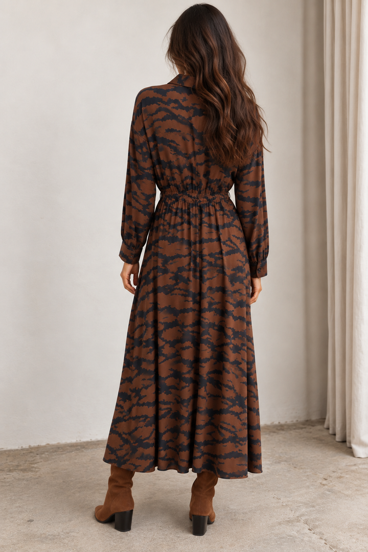 Zariah Zebra Print Dress Chocolate
