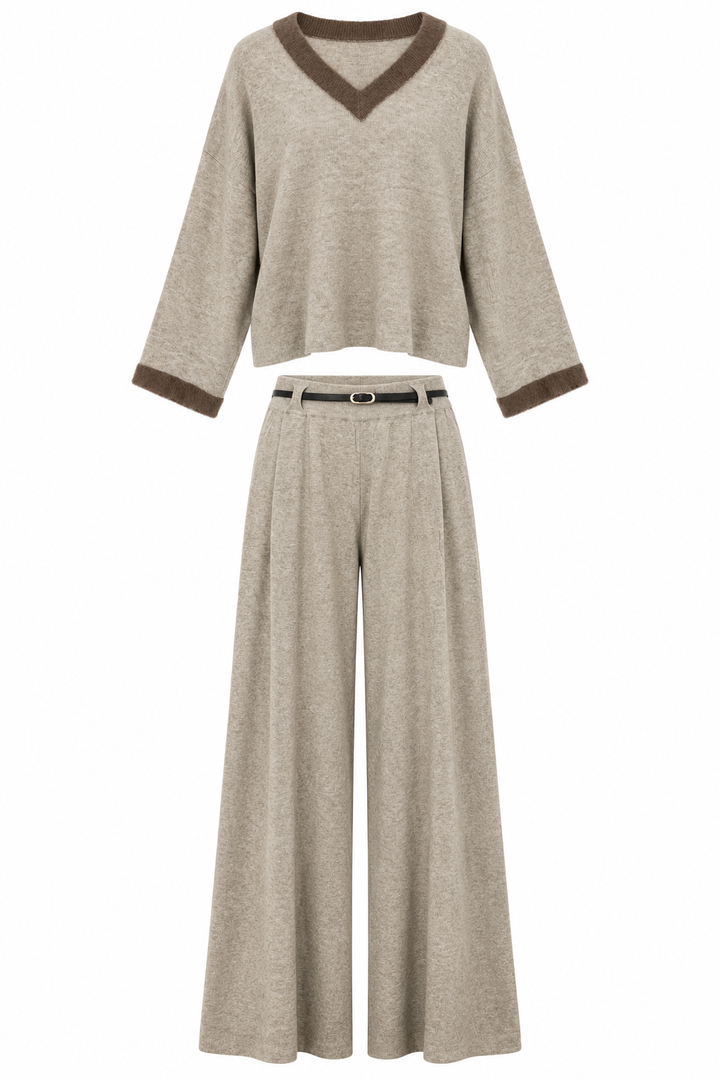 Cassidy V-Neck Co-Ord Beige