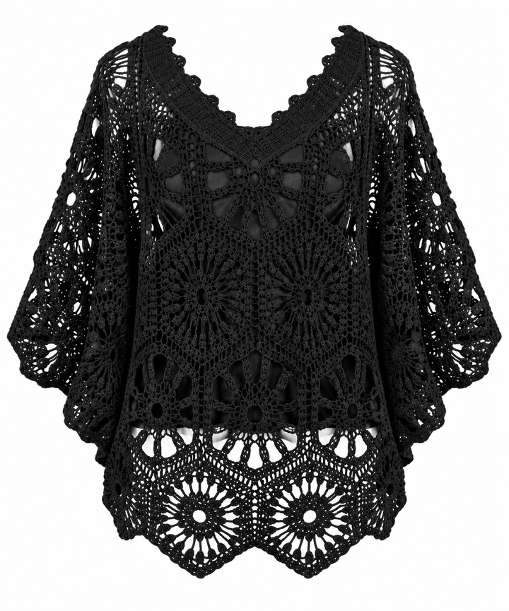 Zephyra Crochet Top Black