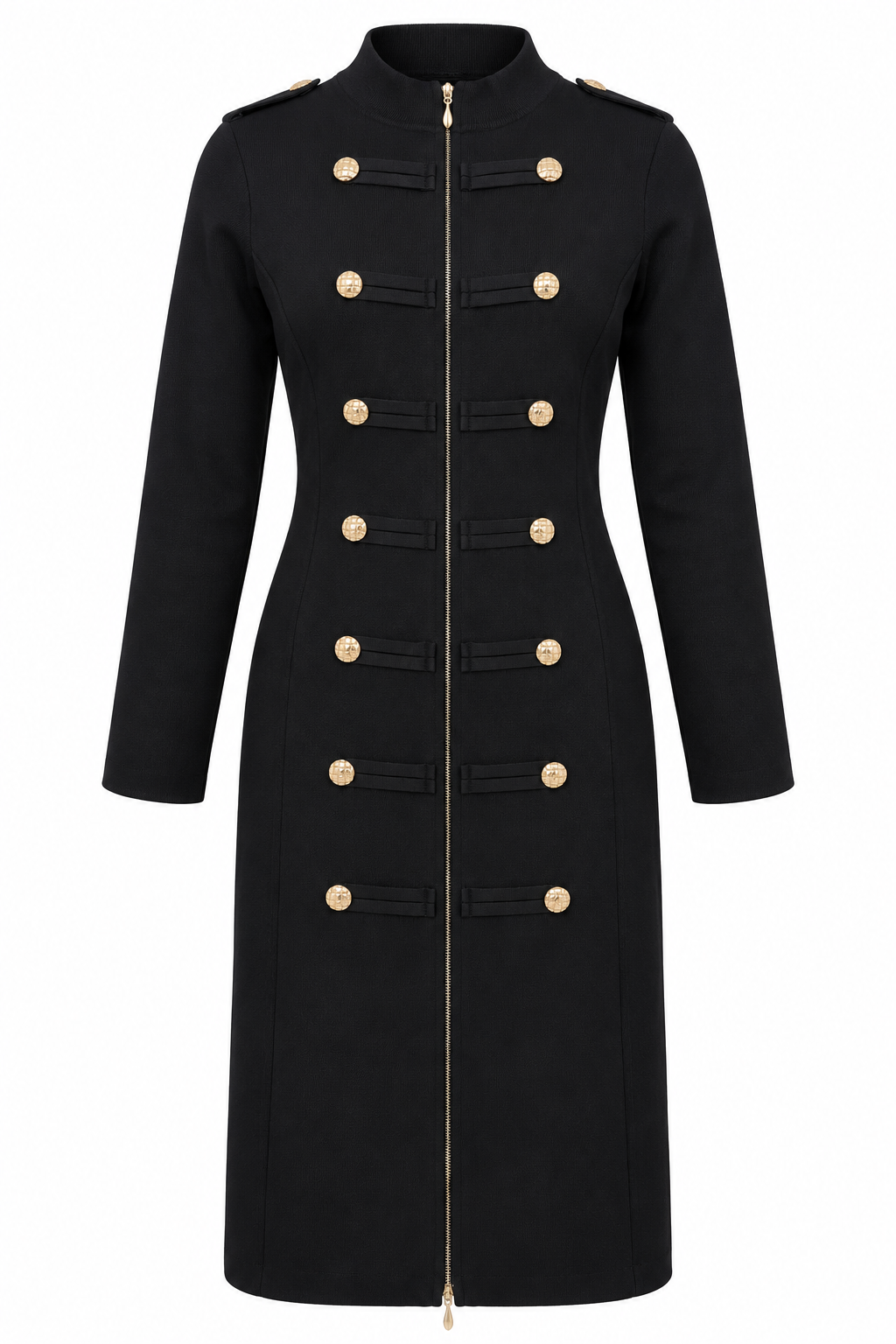 Marcia Military Zip Dress Black