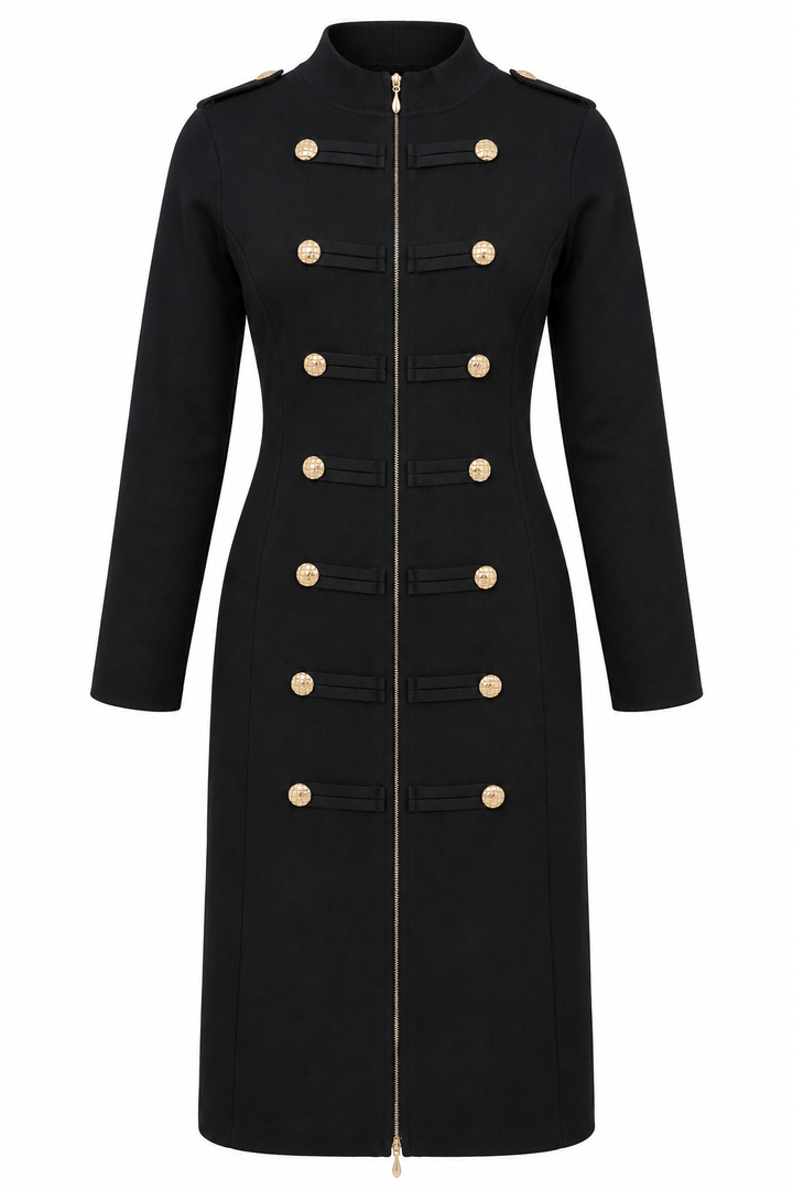 Marcia Military Zip Dress Black