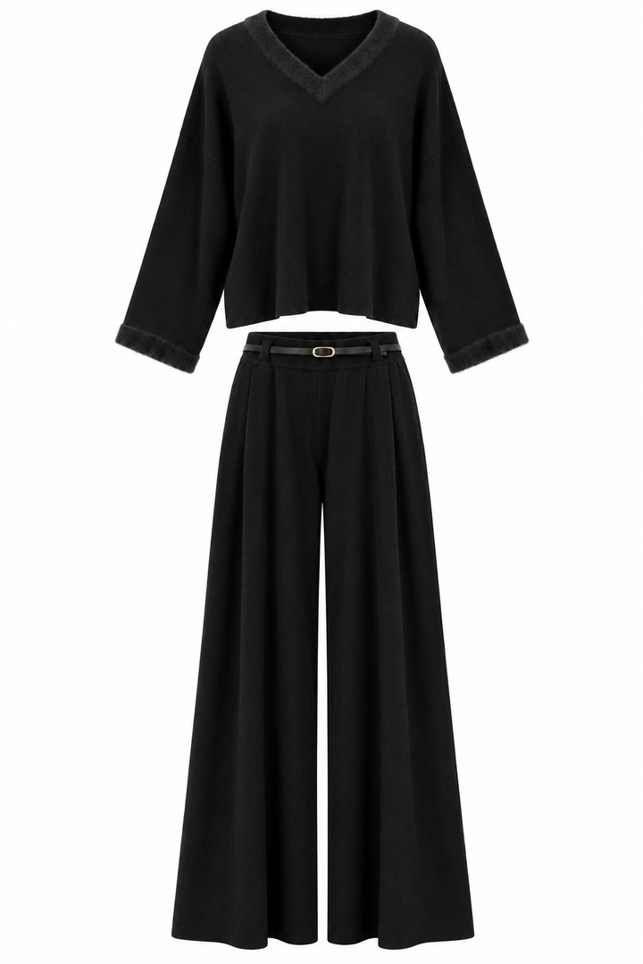 Cassidy V-Neck Co-Ord Black