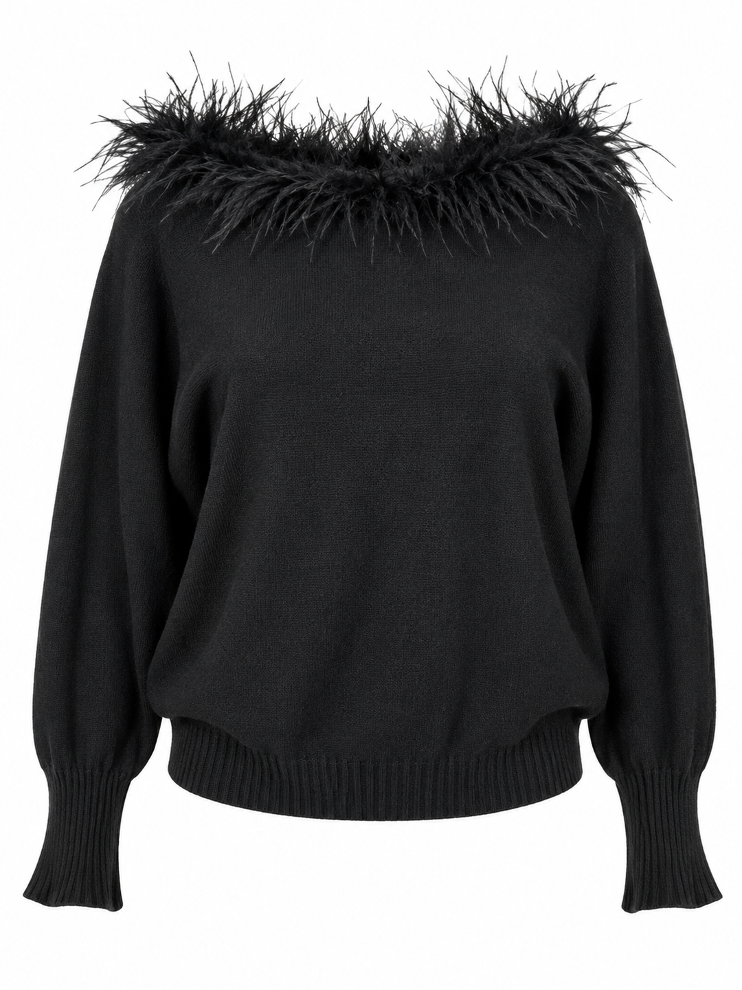 Faux Feather Luxe Jumper Black