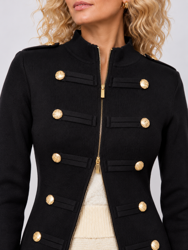 Marcia Military Zip Dress Black