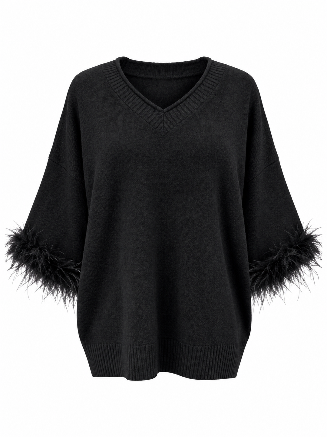 Amorette Faux Feather Jumper Black