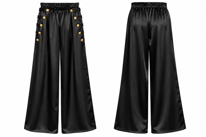 Amilah Military Silky Trousers Black