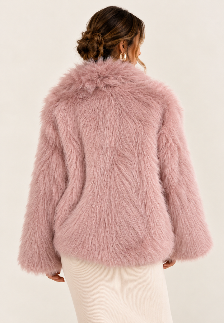Farah Faux Fur Jacket Dusky Pink