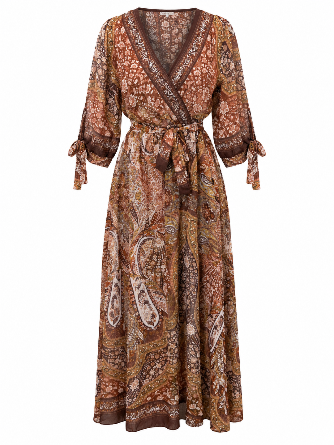 Vintage Paisley Tie Dress Chocolate