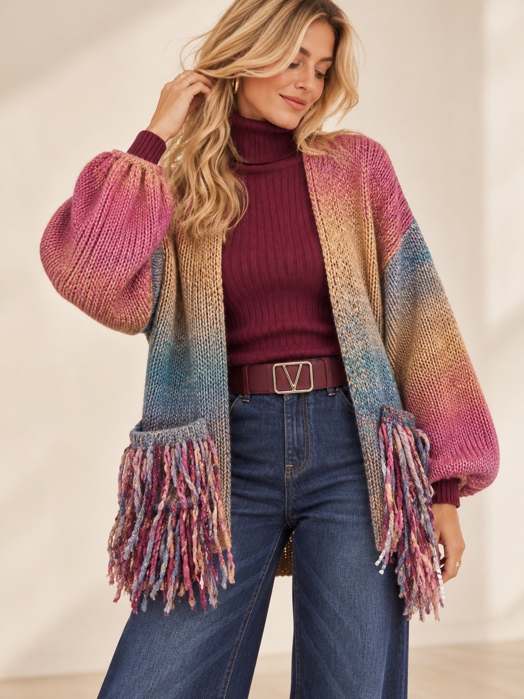Boho Ombre Knit Cardigan Multi
