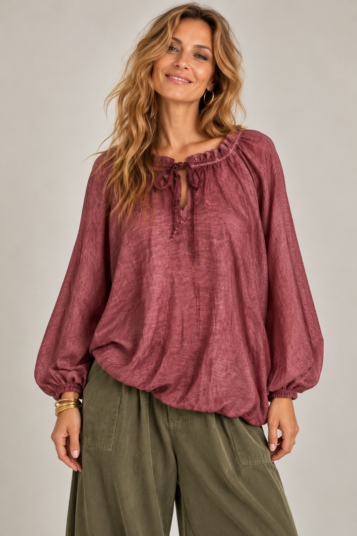 Francis Stone Washed Blouse Cranberry