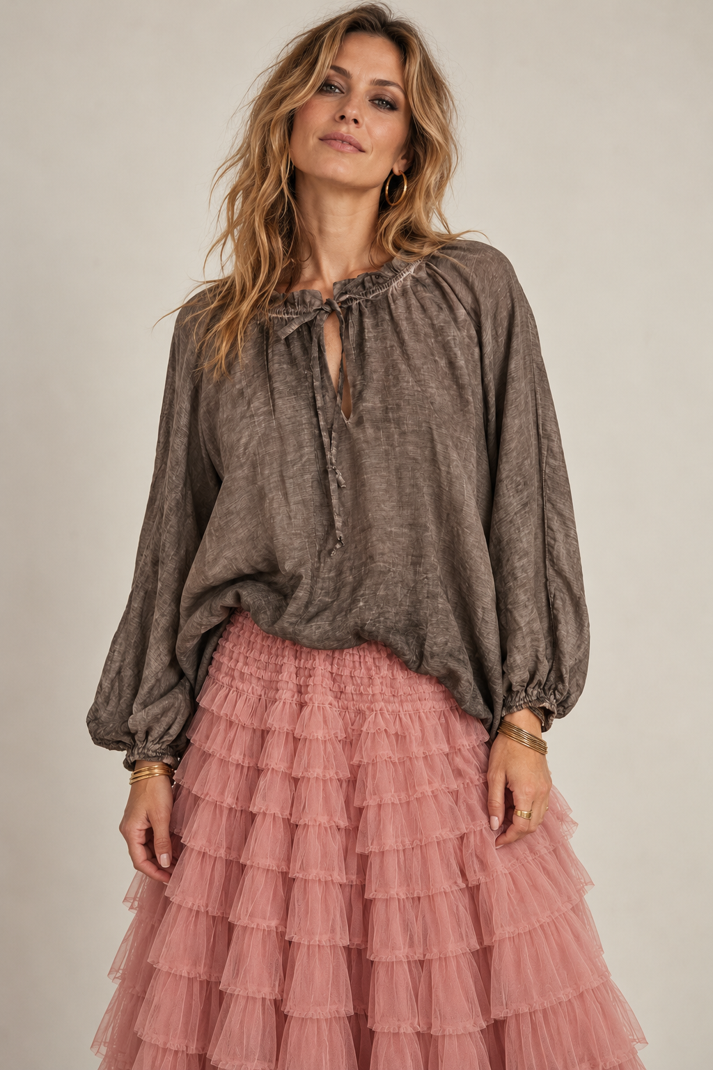 Francis Stone Washed Blouse Mocha