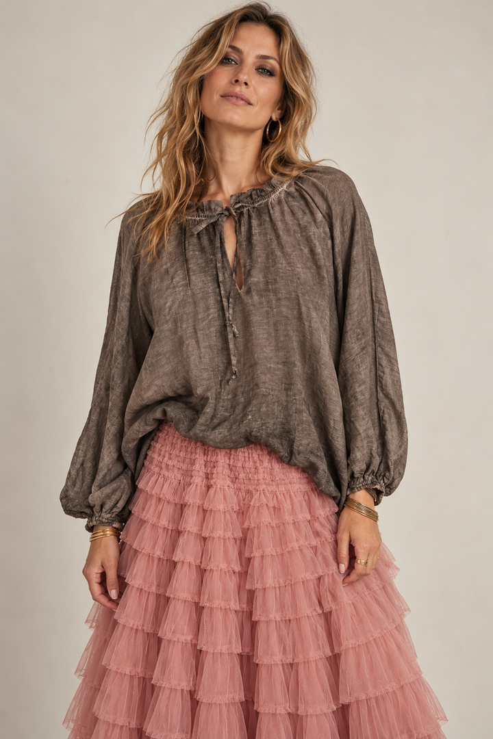 Francis Stone Washed Blouse Mocha