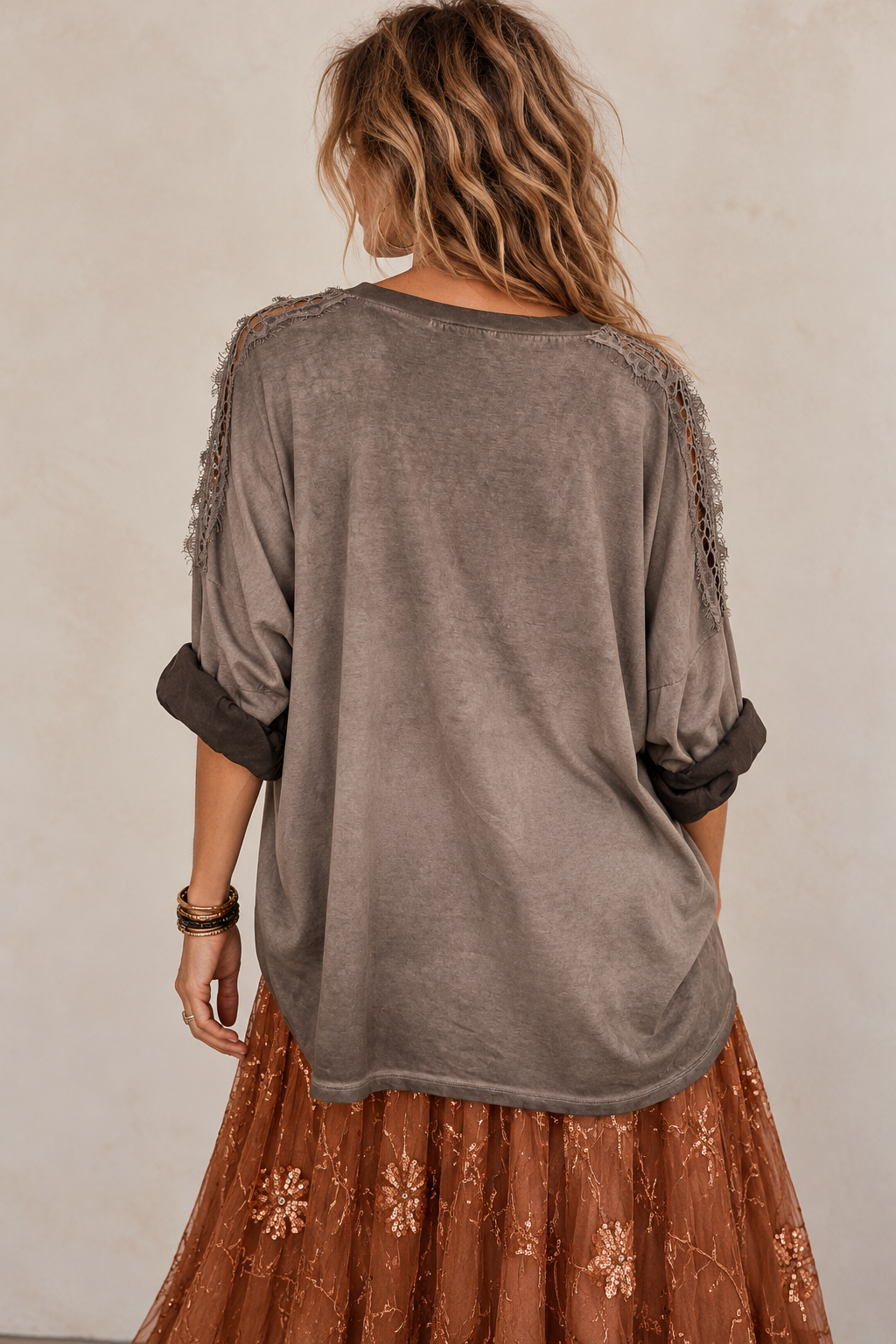 Mari Stone Washed Pocket Top Mocha