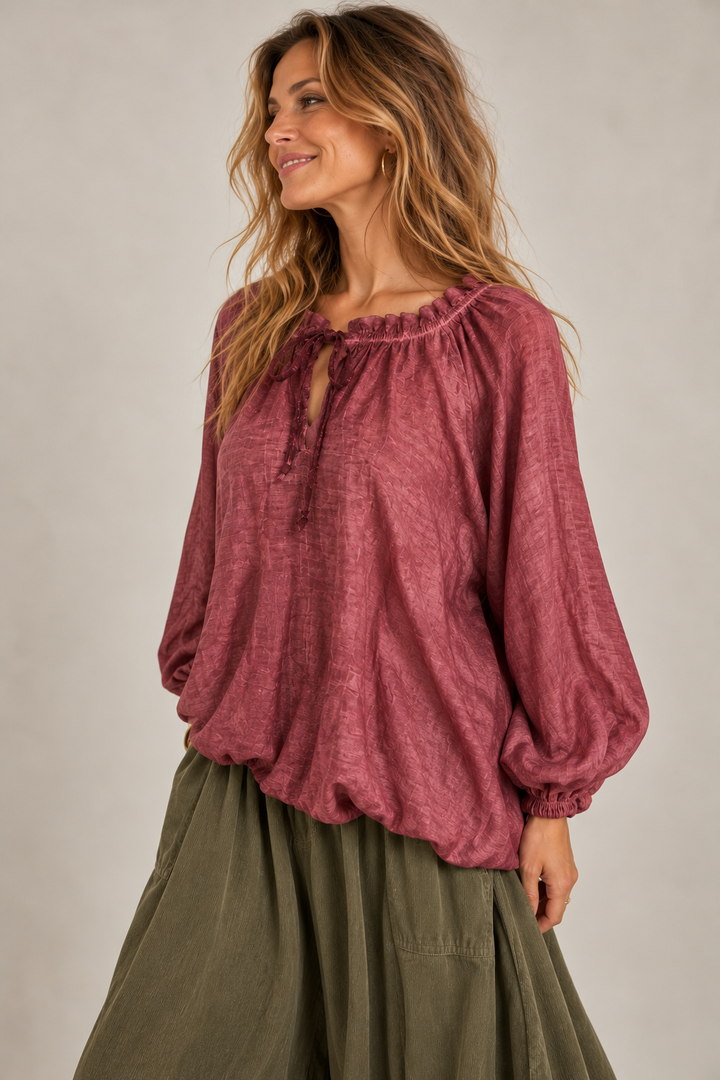 Francis Stone Washed Blouse Cranberry