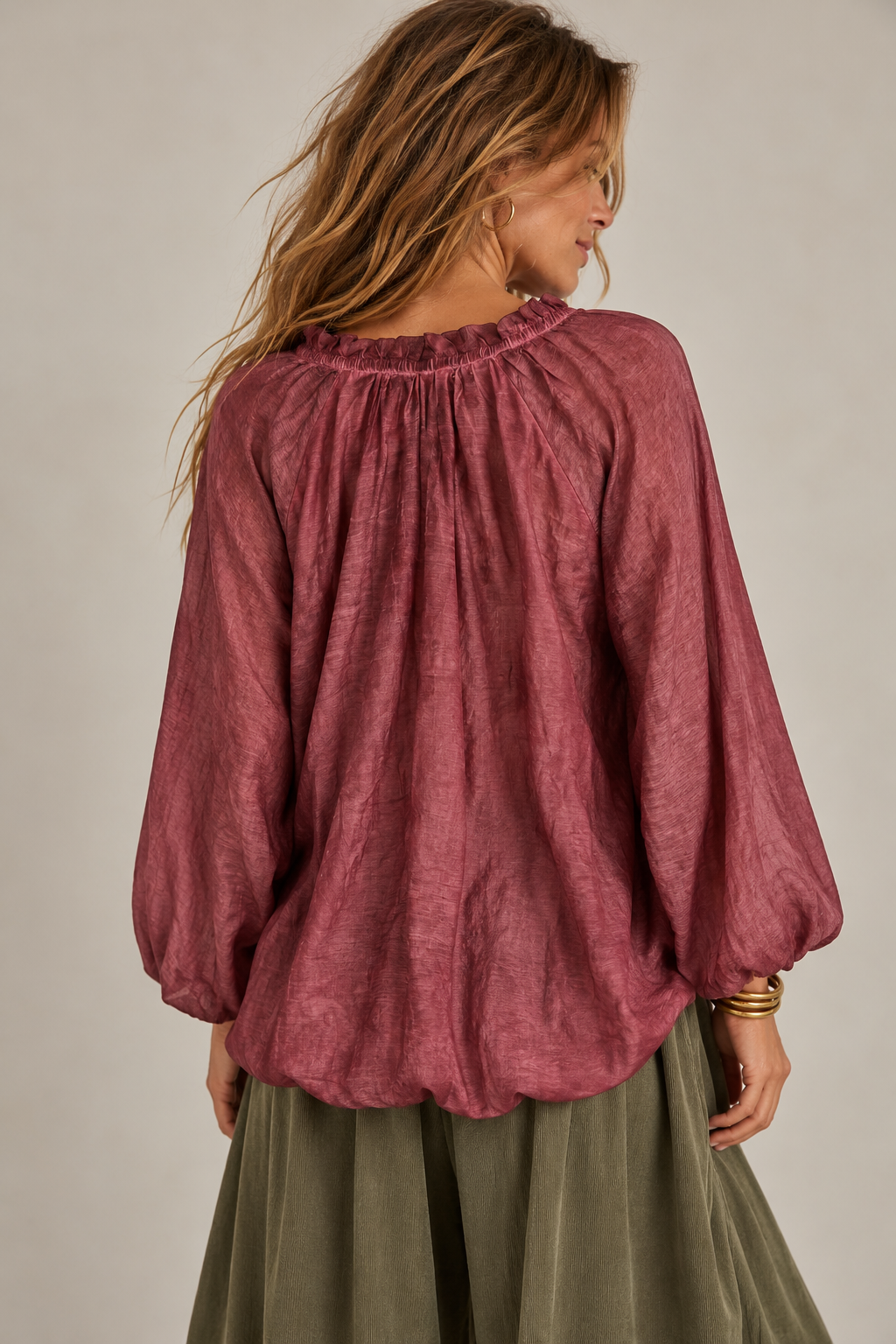 Francis Stone Washed Blouse Cranberry