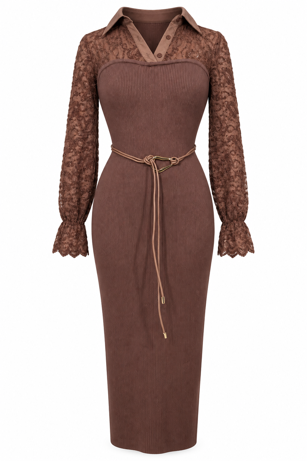 Sweetheart Vintage Lace Dress Chocolate