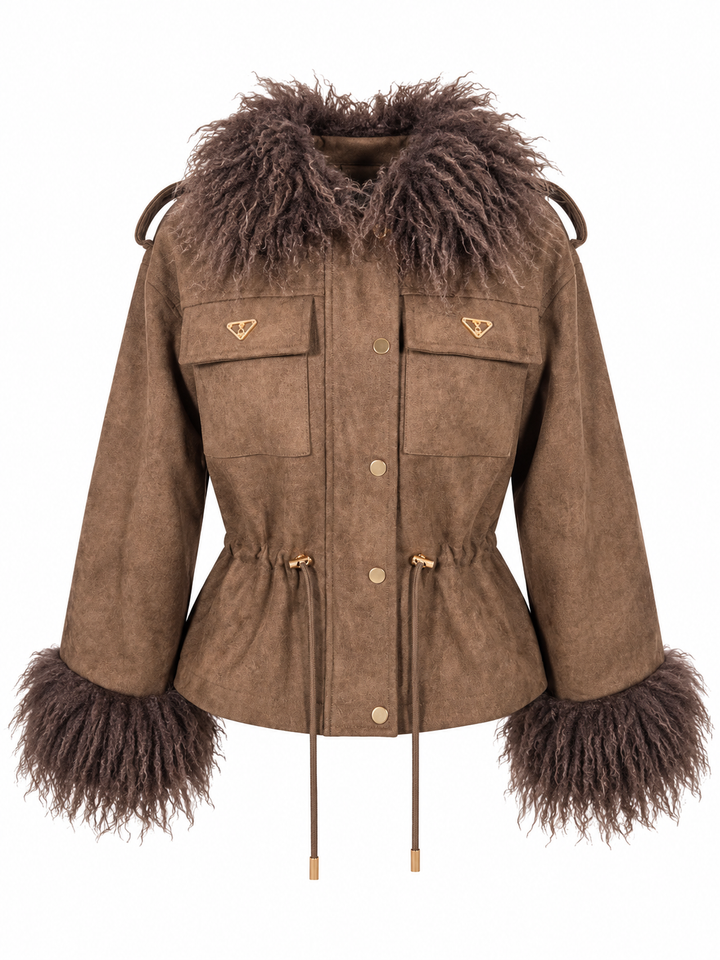 Rebel Luxe Faux Suede Jacket Chocolate