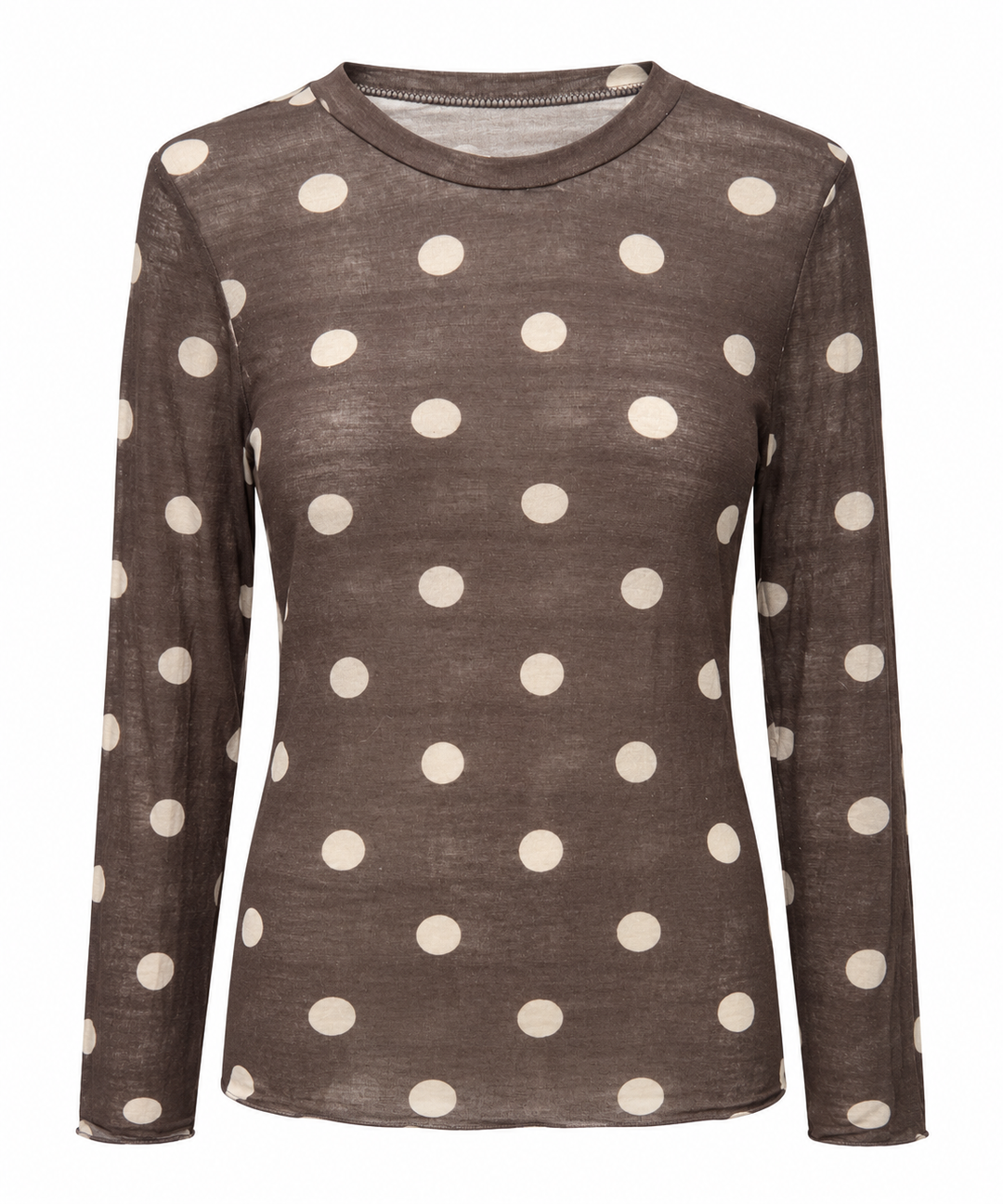 Polka Dot Cashmere Top Chocolate