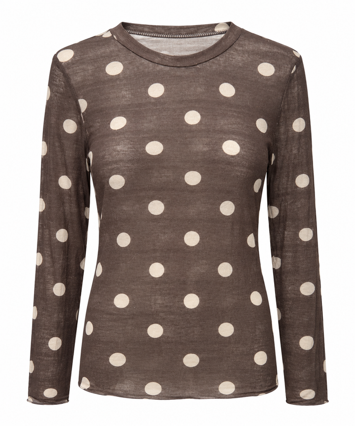 Polka Dot Cashmere Top Chocolate