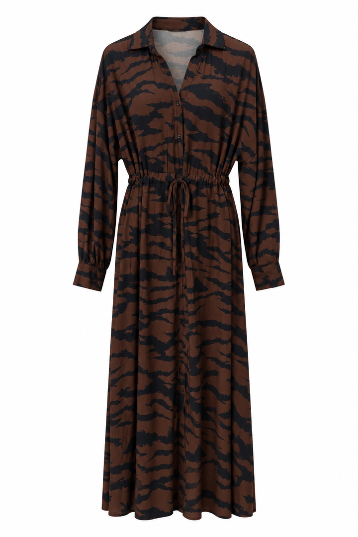 Zariah Zebra Print Dress Chocolate